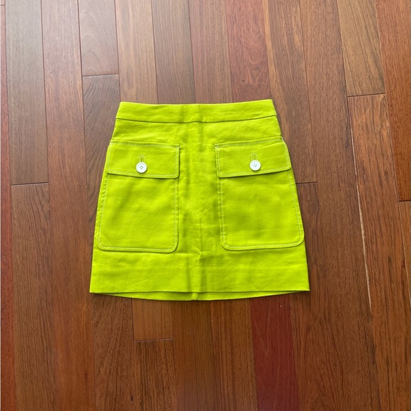 J. Crew Chartreuse Patch Pocket Mini Skirt - Picture 2 of 3